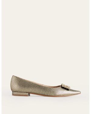 Boden Jewelled-Buckle Flats - Natural