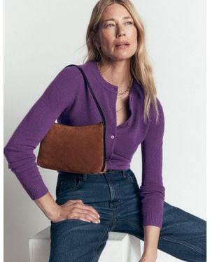 Boden Elsie Kaschmir-Strickjacke Mit Rundhalsausschnitt - Lila