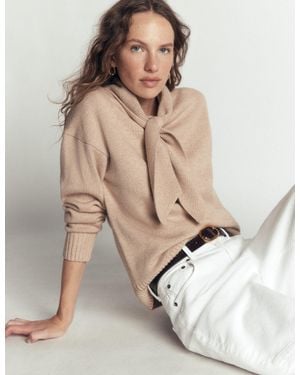 Boden Lydia Tie Neck Knitted Jumper - Natural