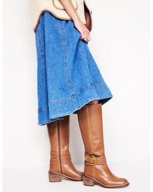 Boden Buckled Knee High Boots - Brown