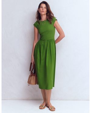 Boden Boat Neck Mix Dress - Green