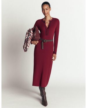 Boden Paula Ribbed Crew Dress - Red