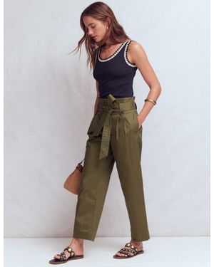 Boden Paperbag Waist Trousers - Green