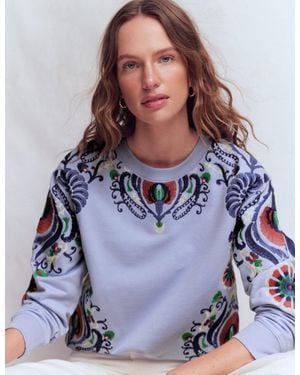 Boden Emi Embroidered Sweatshirt - Blue