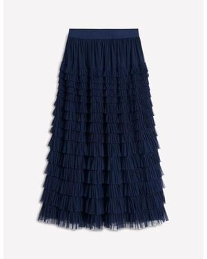 Boden Tiered Tulle Ruffle Maxi Skirt - Blue