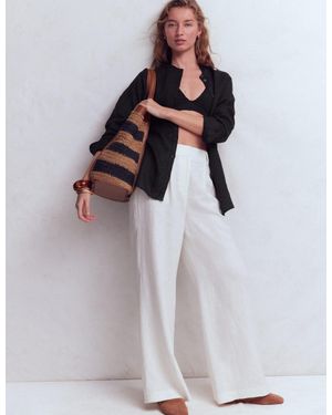 Boden Longline Linen Shirt - White