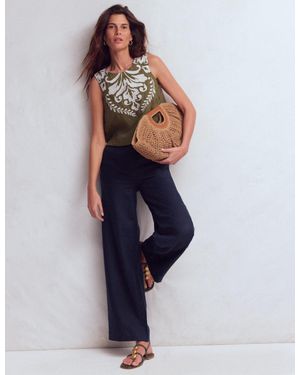 Boden Belgravia Linen Trousers - Blue