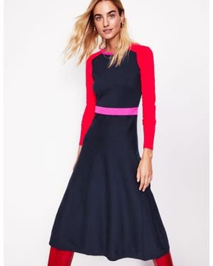 Boden Sam Colorblock Knitted Dress-Aubergine, Colorblock - Multicolor