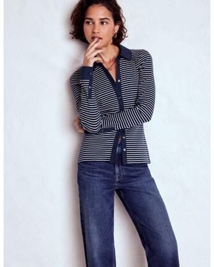 Boden Collared Button Through Top - Blue