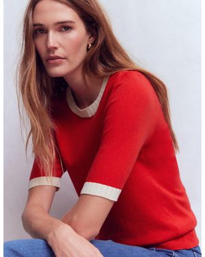 Boden Emilia Cotton Crew T-Shirt - Red