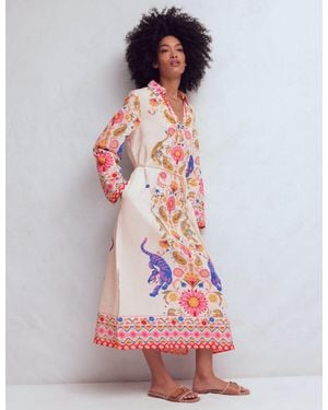 Boden Notch Collar Linen Blend Tunic - Pink