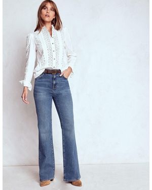 Boden High Rise Fitted Flare Jeans - Blue