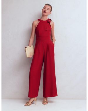 Boden Tie Halter Neck Jumpsuit - Red