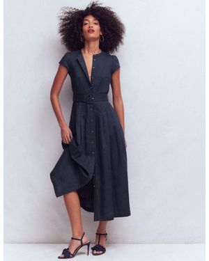 Boden Arabella Linen Blend Dress - Blue