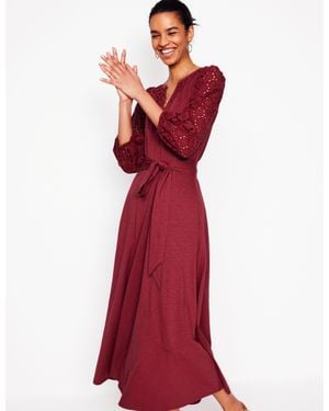 Boden Eden Broderie Jersey Dress - Red