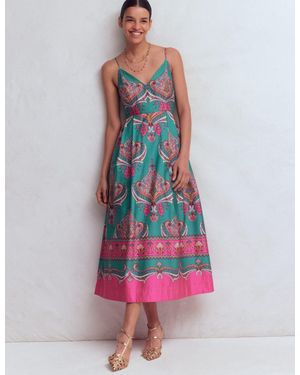Boden Empire Poplin Occasion Dress - Pink