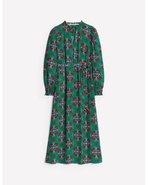 Boden Notch Neck Midi Dress - Green