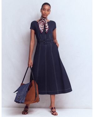 Boden Topstitch Ponte Midi Dress - Blue