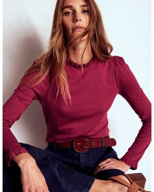 Boden Supersoft Frill Detail Top - Red