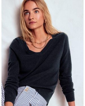 Boden Catriona Cotton V-neck Jumper - Black