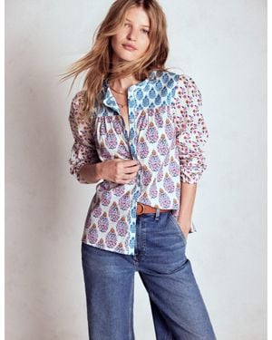 Boden Corrine Cotton Top-Multi, Wildflower Bouquet - Natural