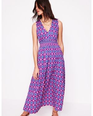 Boden Paloma Jersey Maxi Dress Cosmos, Bloom Geo - Blue