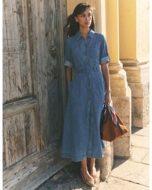 Boden Denim Midi Shirt Dress - Blue