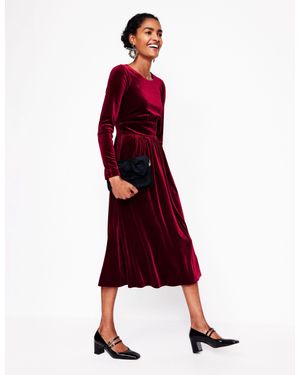 Boden Thea Velvet Midi Dress - Red