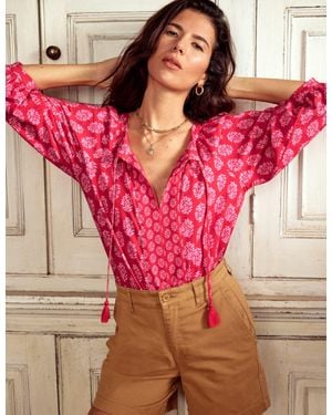 Boden Blouson Sleeve Raglan Top - Pink
