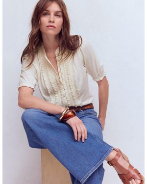 Boden Eda Ruffle Front Shirt - Blue