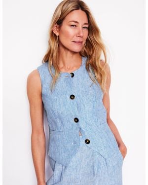 Boden Linen Waistcoat - Blue
