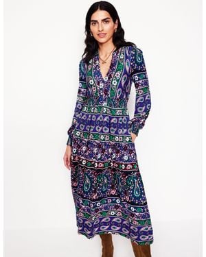 Boden Ivy Border Print Midi Dressrich, Paisley Medley - Blue