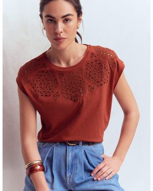 Boden Willow Broderie T-Shirt - Red