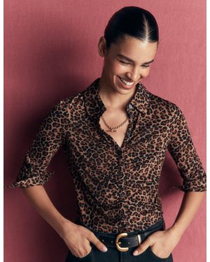 Boden Supersoft Ruched Jersey Shirt - Brown