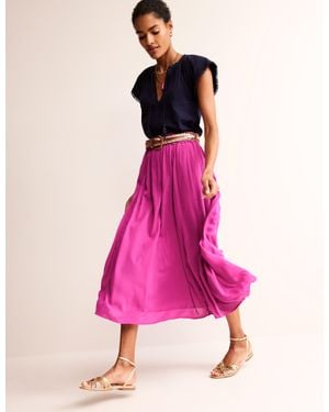 Boden Crinkle Midi Skirt - Pink