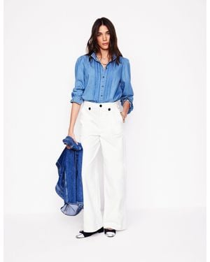 Boden Mid Rise Button Detail Jeans - Blue