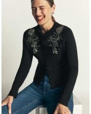 Boden Embellished Knitted Jacket - Blue