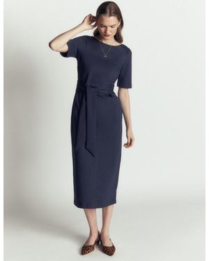 Boden Belted Ponte Midi Dress - Blue