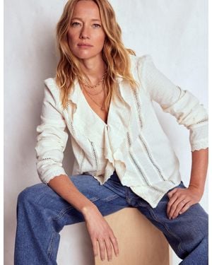 Boden Ruffle Embroidered Blouse - White