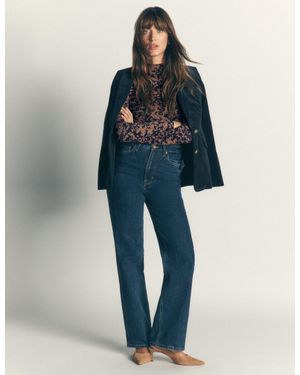 Boden Tia Ruched High Neck Top - Blue