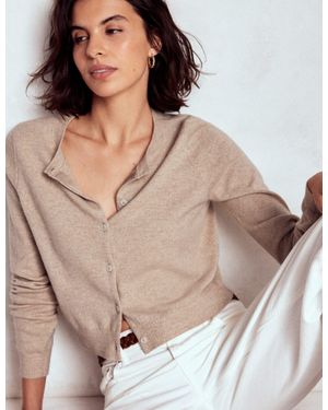 Boden Eva Cashmere Cropped Cardigan - Natural