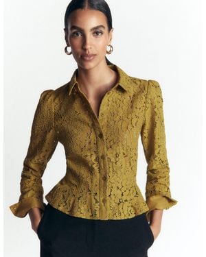 Boden Julia Darted Lace Shirt - Green