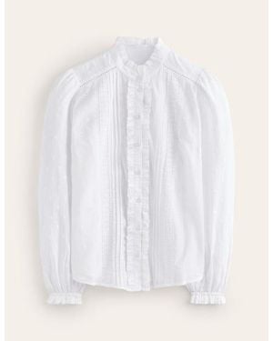 Boden Broderie Detail Blouse - White