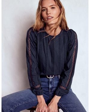 Boden Imi Jersey Trim Top - Blue