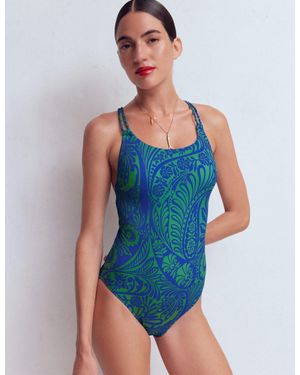 Boden Twist Strap Swimsuit - Blue