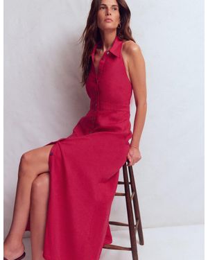 Boden Halter Linen Blend Maxi Dress - Red