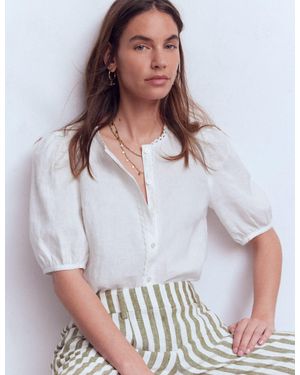 Boden Leah Short Sleeve Linen Top - White