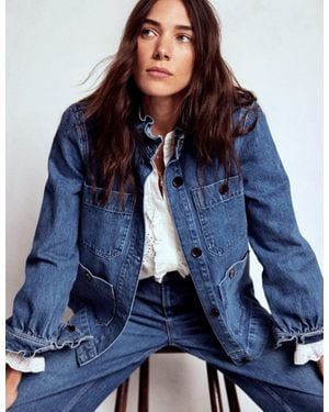 Boden Denim Frill Collar Jacket - Blue