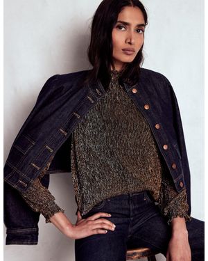 Boden Smocked Neck Top - Blue