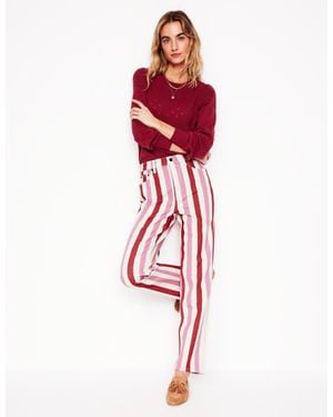 Boden High Rise Stripe Jeans - Red